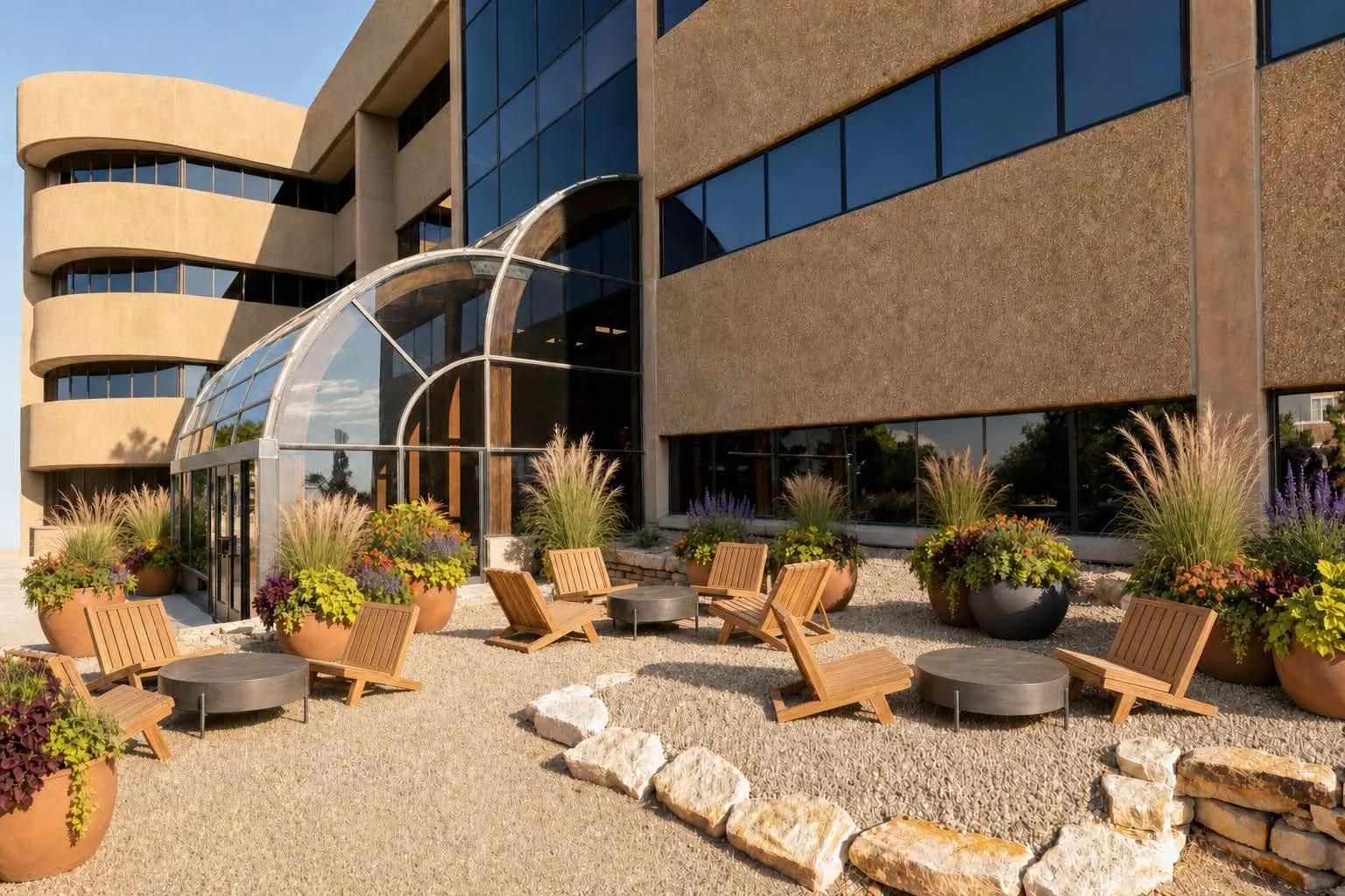 Outdoor seating after renovation
